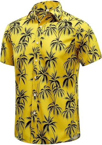Vista 44 de EUOW - Camisas hawaianas para hombre de manga corta con botones, estampadas para la playa y el verano