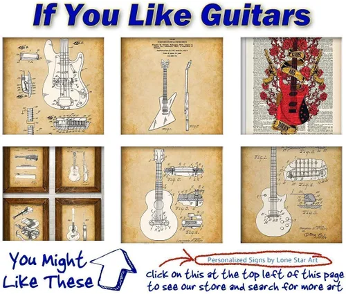 Vista 8 de Juego de cuatro fotos (8 x 10) para decoración de pared, cuadros de guitarra Fender de 8 x 10 pulgadas, imágenes de pared de guitarra, gran póster