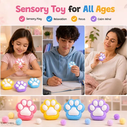 Vista 7 de KatchOn Cat Paw Squishy Toys Pack of 12, Slow Rising Squeeze Sensory Toys