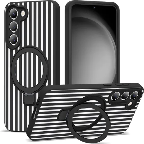 Vista 42 de SKYLMW - Funda para Samsung Galaxy S23 con soporte, 6.1 pulgadas, color negro Soporte de anillo magnético, compatible con Mag-Safe, funda