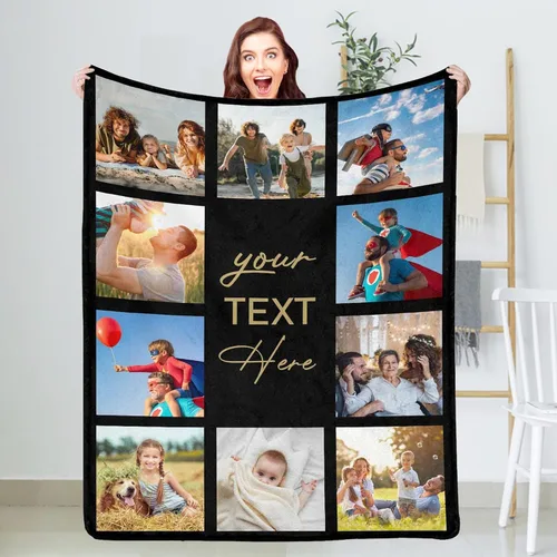 Vista 11 de D-Story Manta con fotos personalizada fabricada en Estados Unidos, regalo de foto conmemorativa personalizada para parejas, acogedora y cálida