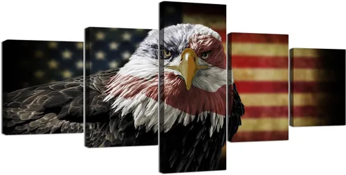Vista 20 de Cuadros decorativos para pared de sala de estar, impresión en lienzo, retro, vintage, bandera estadounidense estadounidense y pintura moderna
