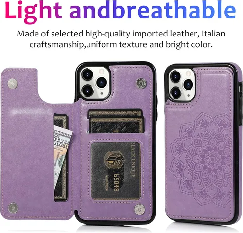 Vista 4 de Asuwish Funda compatible con iPhone 11 de 6.1 pulgadas y protector de pantalla de vidrio templado, funda para tarjetero, ranura para teléfono