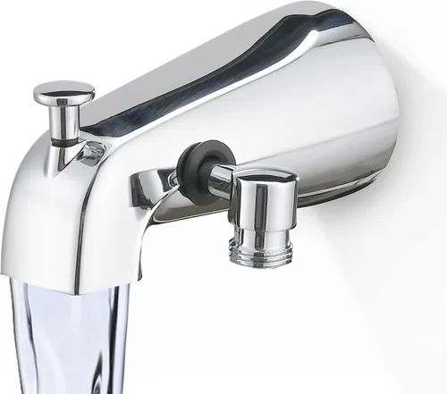 Vista 11 de Caño de bañera deslizante con desviador, ducha de mano de alta presión, 8 ajustes, grifo de bañera de metal con rociador, níquel cepillado