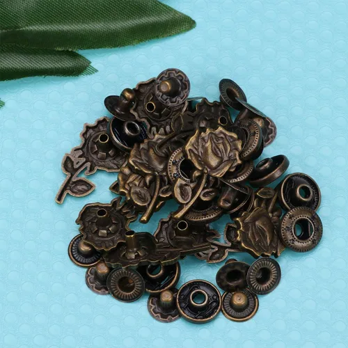 Vista 9 de EXCEART Juego de 10 cierres de botón a presión de estilo retro de 0.62 x 1.10 pulgadas, accesorios de hebilla con base para bolsos de costura