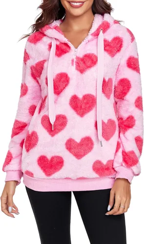 Vista 9 de Century Star Sudadera deportiva mullida de vellón con capucha para mujer de talla extragrande con bolsillos