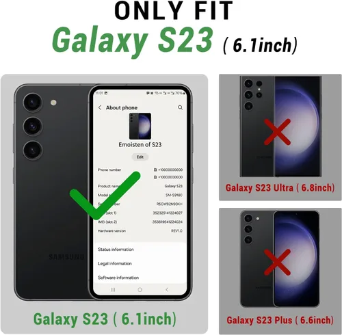 Vista 2 de SUANPOT Funda tipo cartera para Samsung Galaxy S23 5G con bloqueo RFID, soporte para tarjetas de crédito, cubierta protectora de cuero PU tipo libro