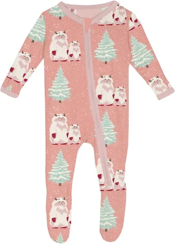 Vista 40 de KicKee Baby & Toddler - Pijama de viscosa ultrasuave de bambú con patas abatibles y puños