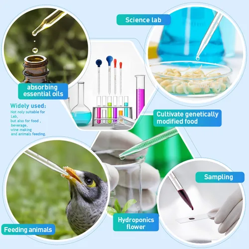 Vista 5 de Pipetas de vidrio con cuentagotas de 0.3 fl oz, pipeta de laboratorio graduada, pipeta líquida (4)