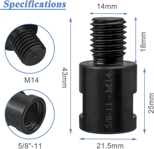 Vista 2 de Wolfride Adaptador de accesorio para amoladora angular M14 de 5/8-11 a hembra a M14 adaptador macho (2 piezas)