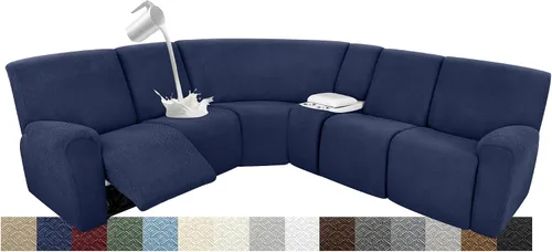Vista 94 de Fundas para sofá modular reclinable, impermeable, en forma de L, lavable, para sofá reclinable en forma de L, súper elásticas, suaves, para esquinas