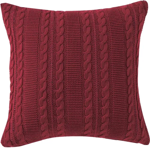 Vista 5 de VCNY Home Almohada decorativa de punto trenzado de algodón para cama o sofá, 18 x 18 pulgadas, azul marino Dublín