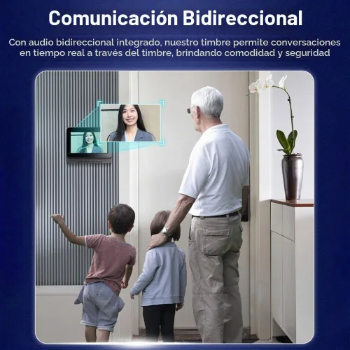 Vista 4 de Timbre inalámbrico con pantalla IPS de 4.3 pulgadas con cámara al aire libre IP65 impermeable 1080P timbre inalámbrico intercomunicador visión