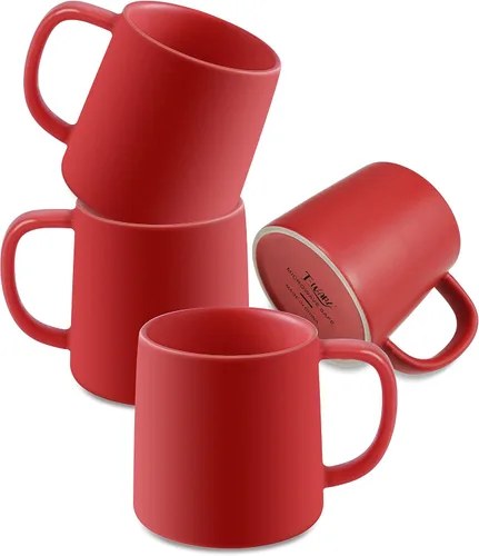 Vista 7 de T-WARE Tazas de café de 16 onzas, juego de 4 tazas de café beige mate, tazas de café de cerámica de color sólido