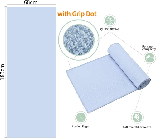 Vista 2 de Paquete de 2 Toallas de Yoga Caliente con Puntos de Agarre, Toallas de Esterilla de Yoga Stickyfiber Antideslizantes para Yoga Caliente, Cubierta