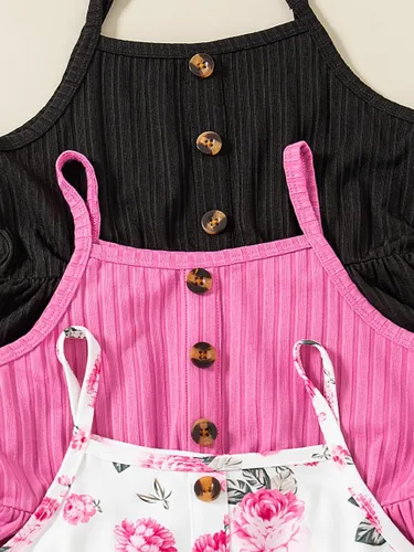 Vista 4 de Vestidos para niñas Vestidos para niñas pequeñas Paquete de 3 Vestido casual de fiesta con estampado patinador acampanado tipo A Vestido de verano
