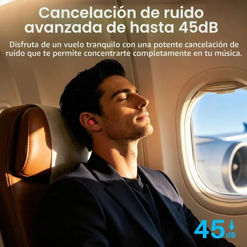 Vista 2 de TOZO NC9 Auriculares inalámbricos híbridos con cancelación activa de ruido, 6 micrófonos ENC Clear Call, IPX8 impermeable, auriculares intrauditivos