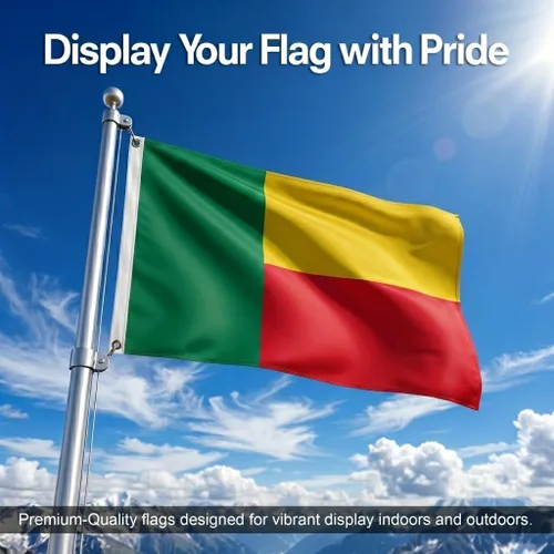 Vista 2 de DMSE - Bandera nacional beninesa beninesa de la República de África Occidental, 2 x 3 pies, 100 % poliéster, 100 % poliéster, resistente a los rayos