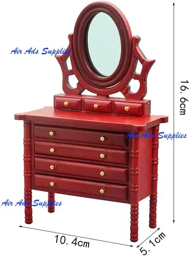 Vista 2 de AirAds Dollhouse 1:12 Muebles en miniatura con espejo; precio cada uno (1 tocador azul)