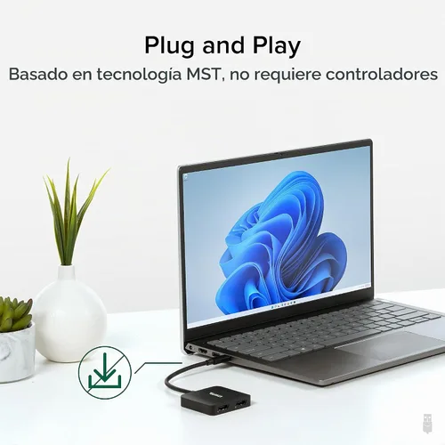 Vista 8 de Adaptador USB C a HDMI enchufable para monitores duales 4K 60Hz Multi