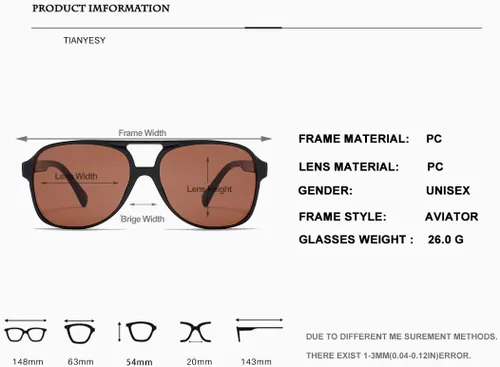 Vista 5 de Gafas de sol clásicas estilo aviador vintage para mujeres y hombres, montura grande, gafas de sol retro de los años 70