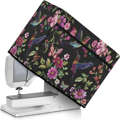 Vista 15 de Funda para máquina de coser de girasoles de otoño con prácticos bolsillos, cubierta protectora duradera acolchada contra el polvo, accesorios