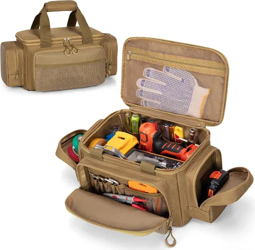 Vista 8 de Pequeña bolsa de herramientas con parte inferior antifricción, bolsa táctica de 12 pulgadas para hombres, organizador de almacenamiento