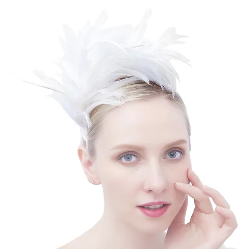 Vista 5 de FELIZHOUSE - Tocado de plumas de los años 20 diadema para mujeres y niñas estilo Kentucky Derby para bodas fiestas de té y disfraces Tocado