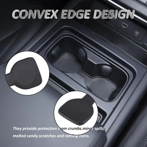 Vista 4 de Posavasos de TPE negro para consola central de automóvil, portavasos antideslizantes incrustados en adornos para Land Rover Defender 2020-2024