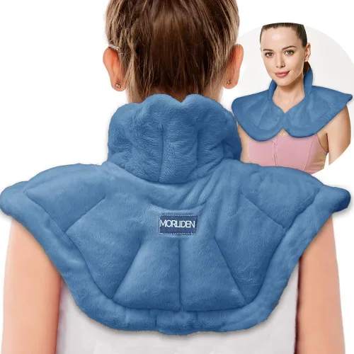 Vista 15 de Almohadilla térmica para microondas con funda lavable, 8 x 12 almohadilla térmica multiusos para microondas para cuello y hombros, bolsa de frijoles