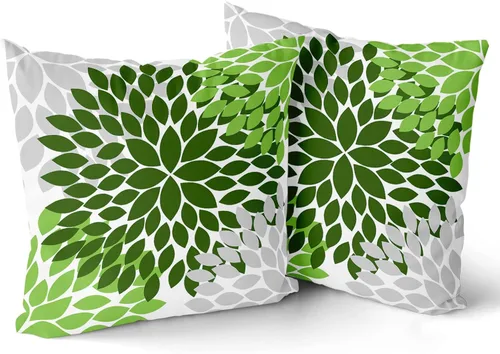 Vista 18 de Juego de 2 fundas de almohada de 18 x 18 pulgadas, diseño de dalias de color azul claro, modernas, rústicas, decorativas, de algodón, con Azul