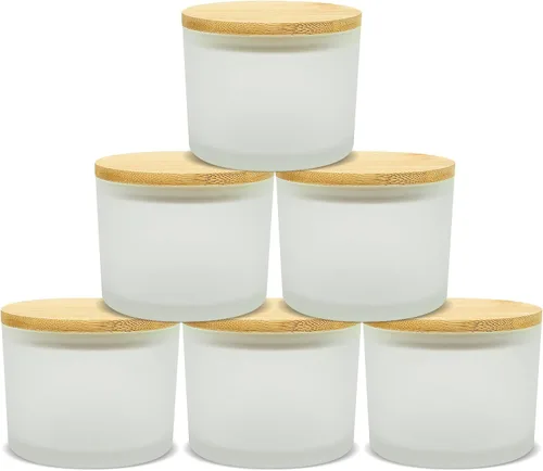 Vista 12 de SUPMIND Tarros de vela de 12 onzas para hacer velas, paquete de 8 tarros vacíos grandes de vidrio transparente con tapas de bambú, recipiente