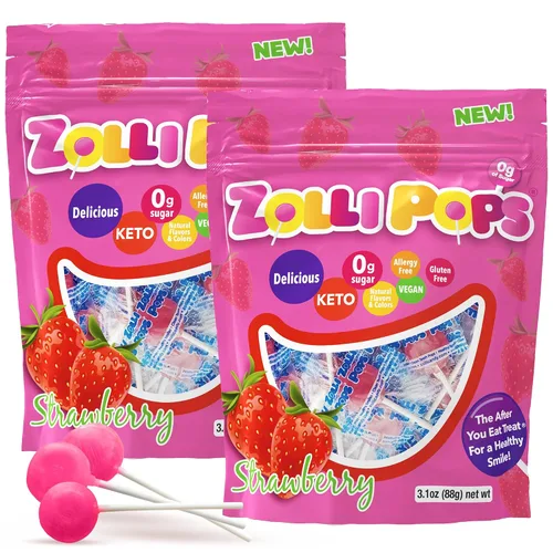 Vista 20 de Zolli Drops - Caramelos sin azúcar con xilitol, paletas sin colorantes, aptos para dieta cetogénica y diabética, golosinas aprobadas por dentistas