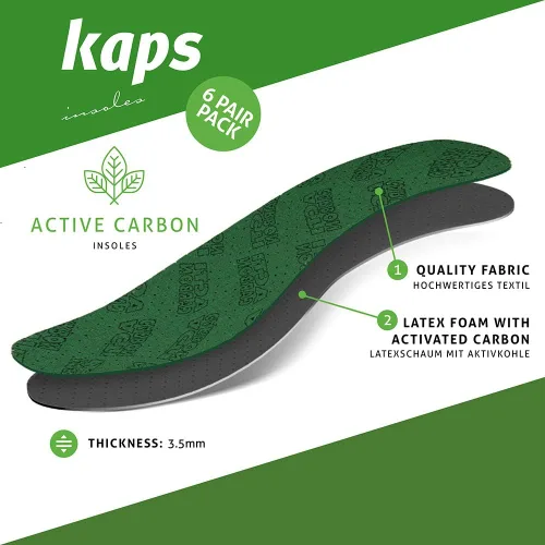 Vista 2 de Kaps Active Carbon - Plantillas para zapatos, absorbentes de olor, unisex (6 pares), verde