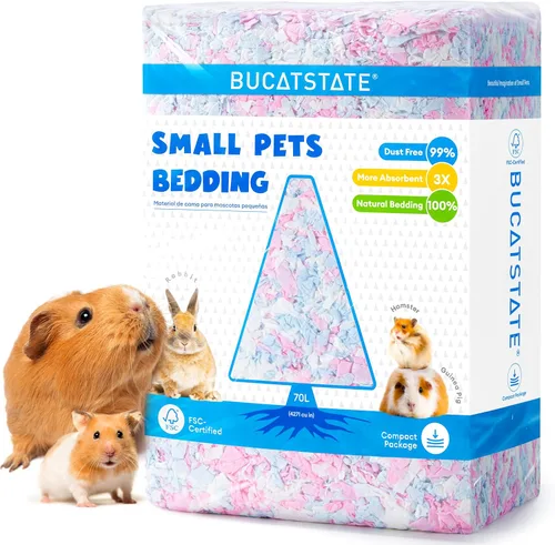 Vista 10 de BUCATSTATE Hamster Bedding - Ropa de cama de papel para animales pequeños, 99 % libre de polvo, con control de olor, acogedora arena para hámster