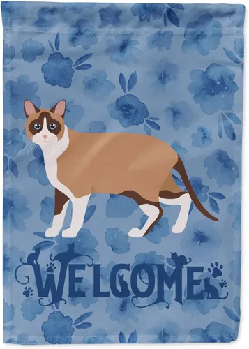 Vista 84 de Caroline's Treasures CK4813CHF - Bandera de bienvenida con gato abisinio azul, manga grande, para porche, para colgar en la pared, poliéster