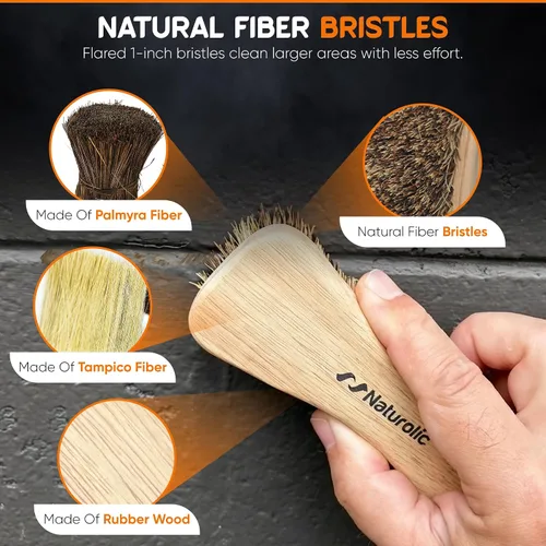 Vista 4 de Juego de cepillos de limpieza totalmente natural de madera Mango de madera Cepillo de cerdas de palmera para limpieza Productos de limpieza