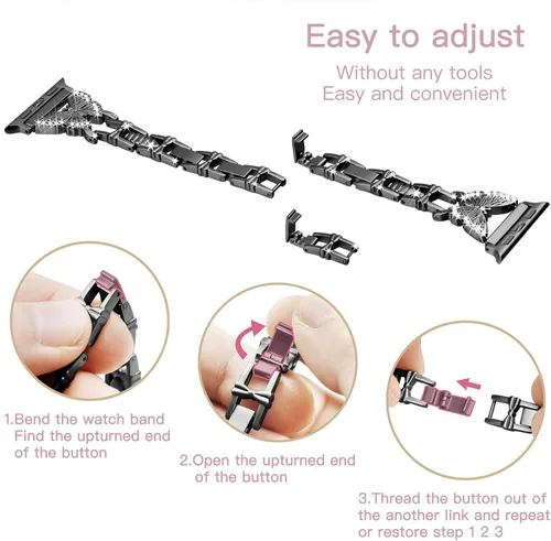 Vista 4 de YGTIECS Compatible con correas de Apple Watch para mujeres de 1.654 pulgadas (1.654 pulgadas), 1.614 pulgadas, 1.575 pulgadas, 1.496 pulgadas, 1.496