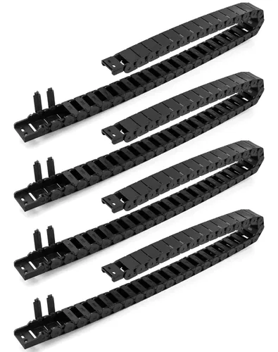 Vista 7 de QWORK R28/38 - Cadena de arrastre de cable de plástico negro semicerrada de 0.591 in x 1.181 in, paquete de 4 unidades de 3.3 ft de longitud