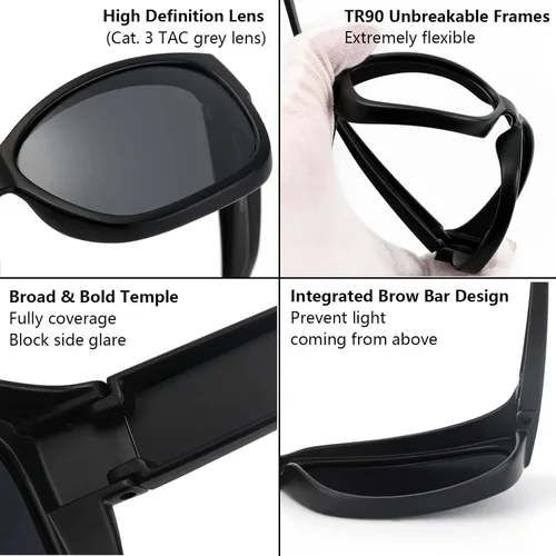 Vista 5 de CAXMAN Gafas de sol polarizadas para lectores o marcos de prescripción con protección UV
