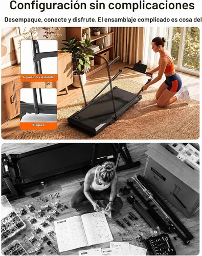 Vista 6 de MJWW Walking Pad, Auto Incline, 3.0HP, 300lb, Under-Desk, Remote LED Negro azul