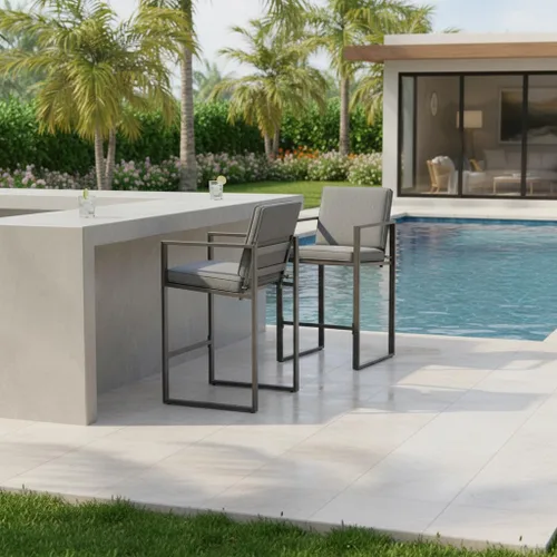 Vista 8 de Outdoor Bar Stools Set of 2, 27" Metal High Top Patio Chairs, Charcoal Grey