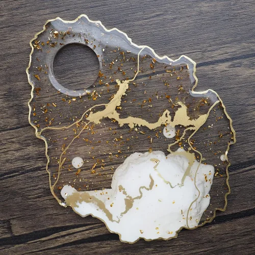 Vista 7 de Resina epoxi de cristal, encaje irregular, abrasivo, etiqueta grande, colgante de silicona, paleta de paleta de líquidos, silicona