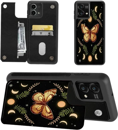 Vista 20 de Funda tipo cartera para Moto G Stylus 5G 2023 con soporte para tarjetas, bloqueo RFID, piel sintética, función atril, cierre magnético, funda