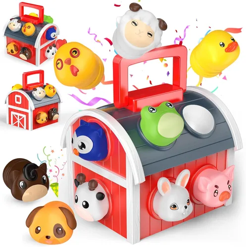 Vista 8 de Regalos para niños de 1 a 5 años, juguetes para niños pequeños, juguete educativo de animales de granja para niños pequeños de 1 a 6 años, juego
