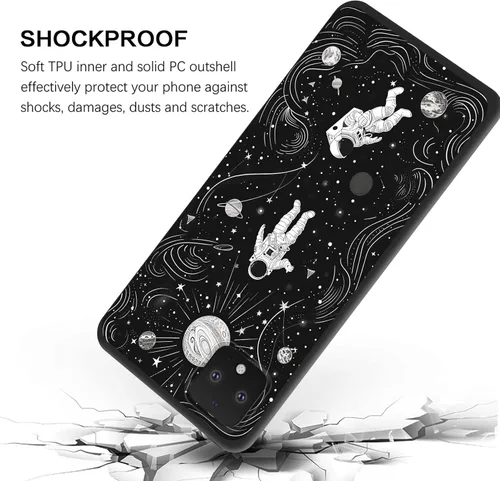 Vista 2 de Funda delgada para Google Pixel 4 XL, funda delgada de silicona de TPU suave a prueba de golpes para Google Pixel 4 XL, astronauta Galaxy