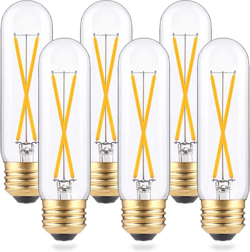 Vista 10 de Bombillas LED tubulares regulables de 2 W, blanco cálido de 2700 K, bombilla de filamento estilo Edison, bombilla vintage T10 equivalente a 25 W