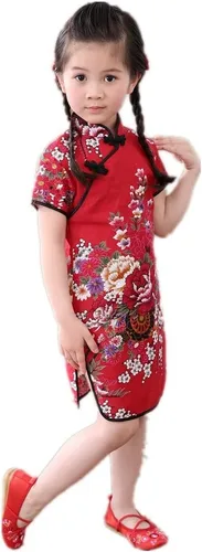 Vista 7 de Vestido de bebé para niñas, de Año Nuevo, Qipao, vintage, china, cheongsam, disfraz de princesa, ropa de algodón
