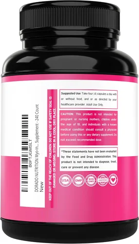 Vista 3 de Suplemento de Myo-Inositol y D-Chiro Inositol para Mujeres (240 Cápsulas, 2050mg Por Porción, Relación Ideal 40:1 Myo Inositol) Equilibrio Hormonal