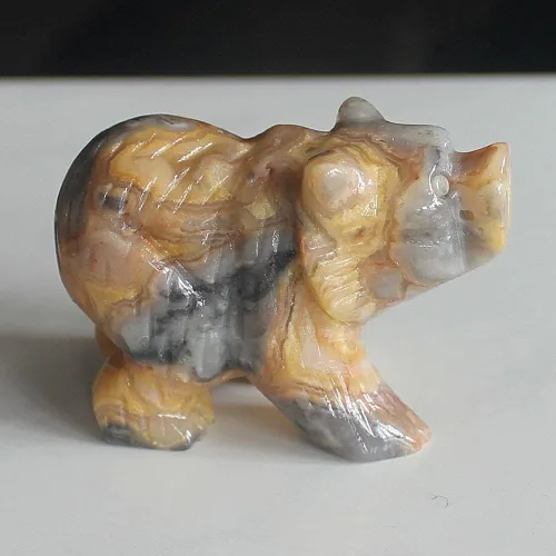 Vista 4 de Figura de oso de cristal tallada a mano de 2 '' talla de animal (ágata de encaje loco 2)